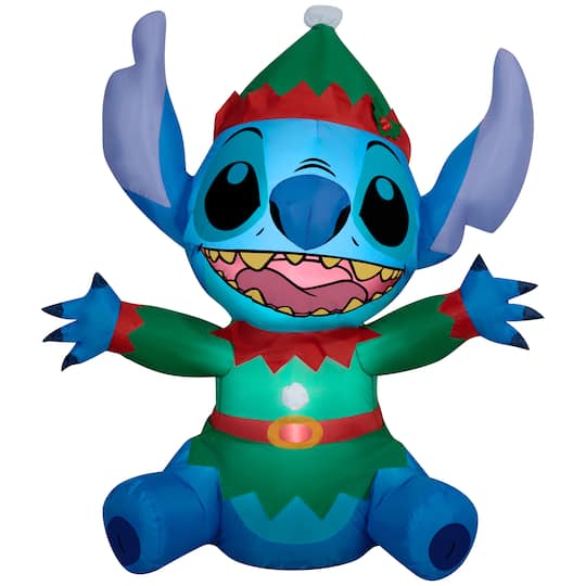 4.5ft. Airblown® Inflatable Disney® Stitch As Elf Christmas Light Décor
